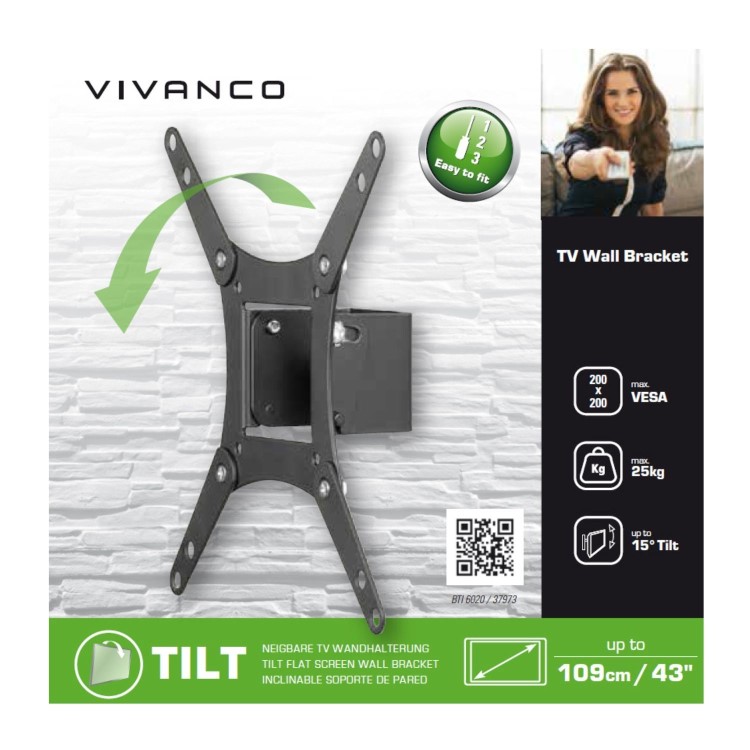 Vivanco Tilting TV Wall Bracket - Up to 43 Inch TVs