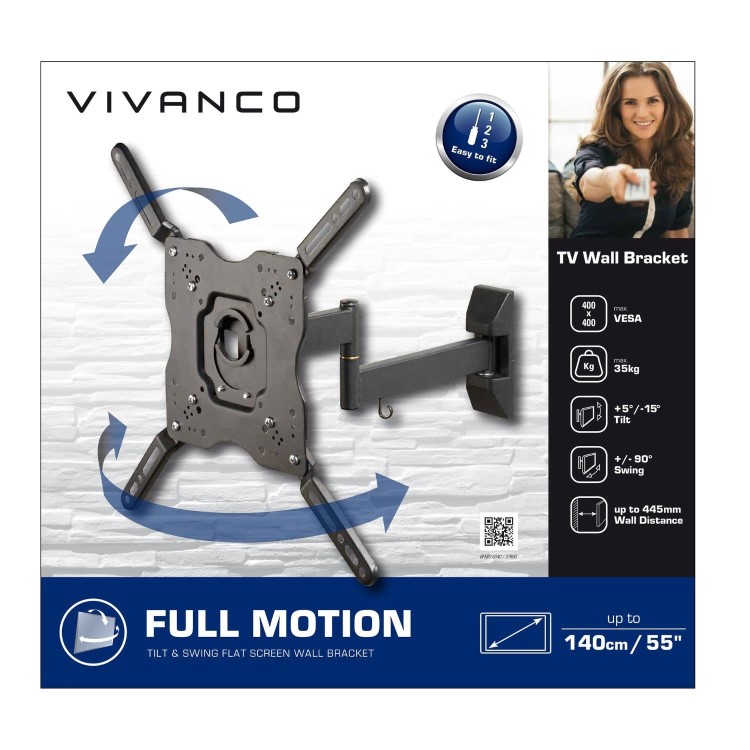 Vivanco Tilt & Swing TV Wall Bracket - Up to 55 Inch TVs