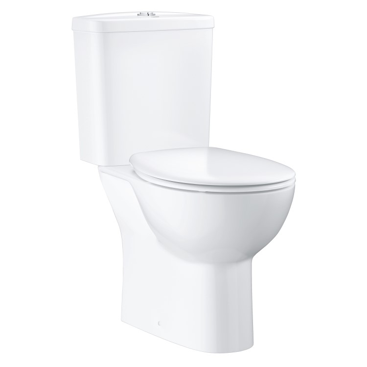 GRADE A1 - Close Coupled Rimless Toilet with Soft Close Seat - Grohe Bau