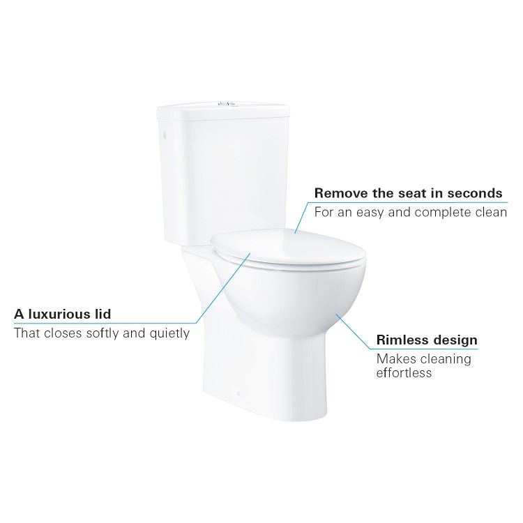 Close Coupled Rimless Toilet with Soft Close Seat - Grohe Bau