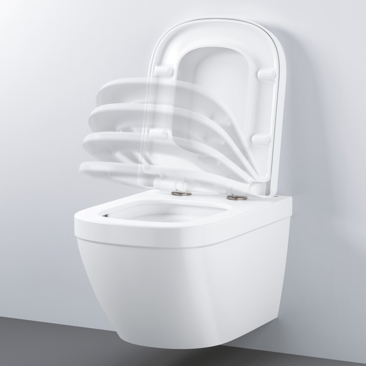 Wall Hung Rimless Short Projection Toilet with Soft Close Seat - Grohe Euro