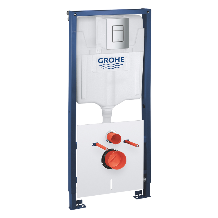 Grohe Solido 1.13m 4-in-1 Set Support Low Noise Frame for Wall Hung WC with Chrome Flush Plate