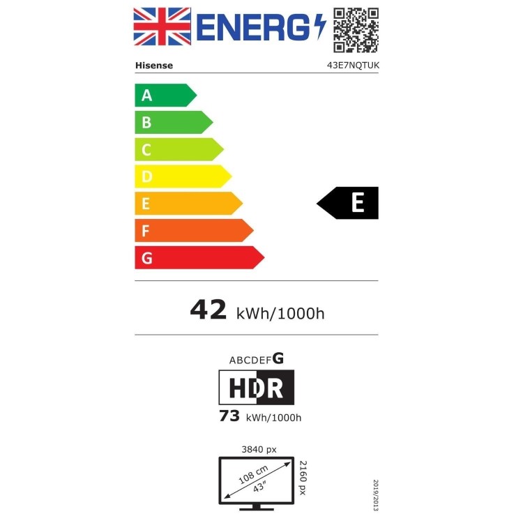 Hisense E7N 43 inch Smart 4K Ultra HD QLED TV