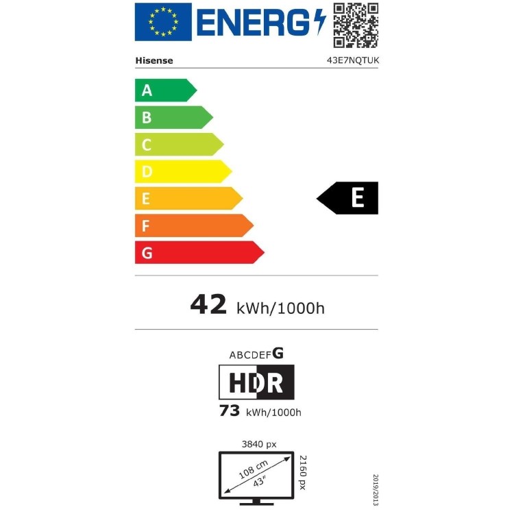 Hisense E7N 43 inch Smart 4K Ultra HD QLED TV