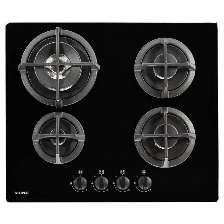 Stoves 4 Burner Gas-on-Glass Hob - Black