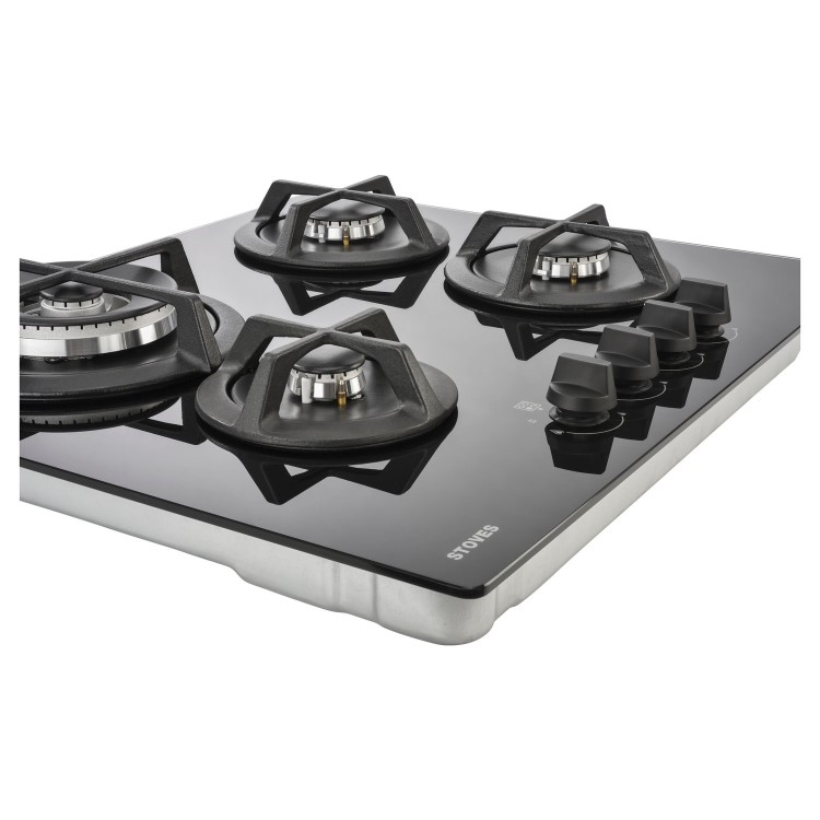 Stoves 4 Burner Gas-on-Glass Hob - Black