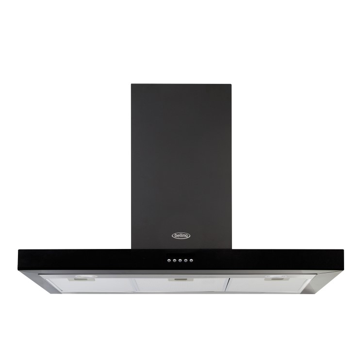 Belling Cookcentre 90cm Flat Chimney Cooker Hood - Black