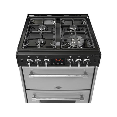 Refurbished Belling Farmhouse 60DF 60cm Dual Fuel Mini Range Cooker Silver