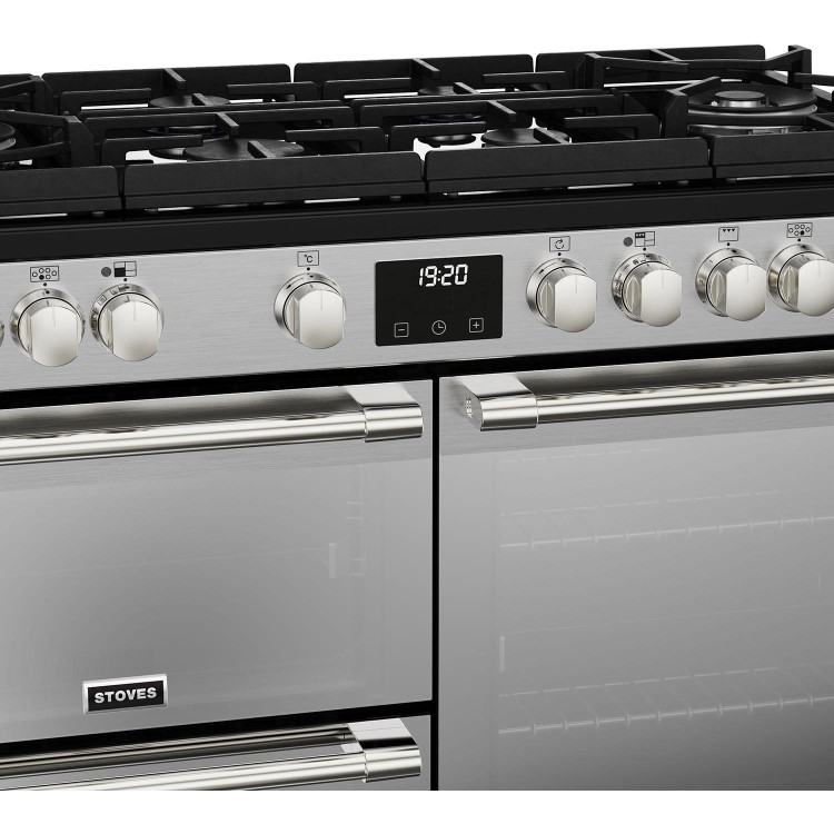 Refurbished Stoves Sterling Deluxe D1000DF 100cm Dual Fuel Range Cooker Stainless Steel