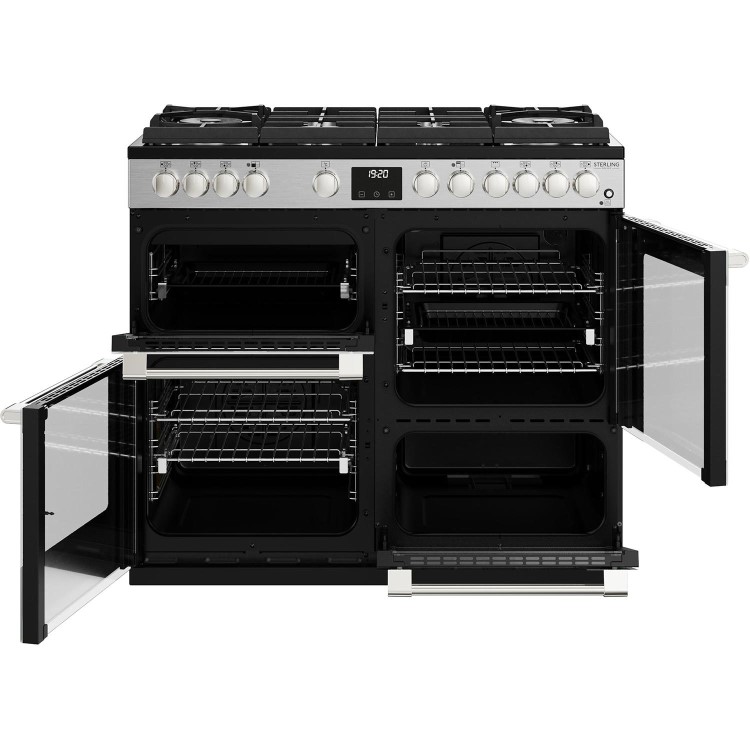 Refurbished Stoves Sterling Deluxe D1000DF 100cm Dual Fuel Range Cooker Stainless Steel