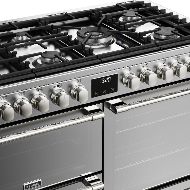 Refurbished Stoves Sterling Deluxe D1100DF 110cm Dual Fuel Range Cooker Stainless Steel