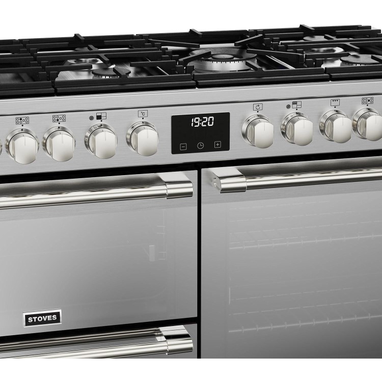 Refurbished Stoves Sterling Deluxe D1100DF 110cm Dual Fuel Range Cooker Stainless Steel