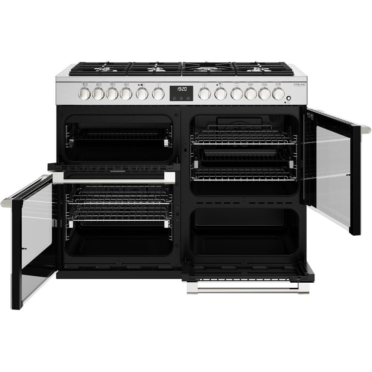 Refurbished Stoves Sterling Deluxe D1100DF 110cm Dual Fuel Range Cooker Stainless Steel