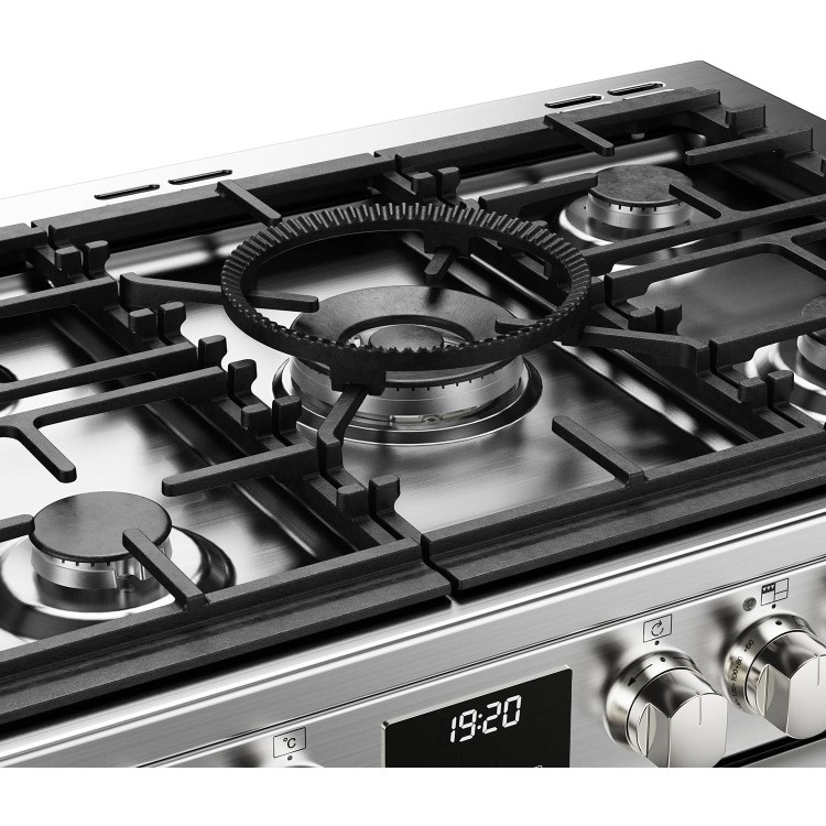 Refurbished Stoves Sterling Deluxe D1100DF 110cm Dual Fuel Range Cooker Stainless Steel