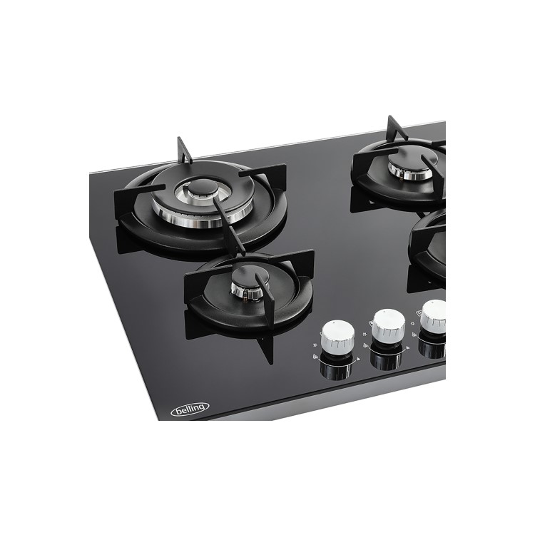 Belling 60cm Gas on Glass 4 Burner Gas Hob - Black