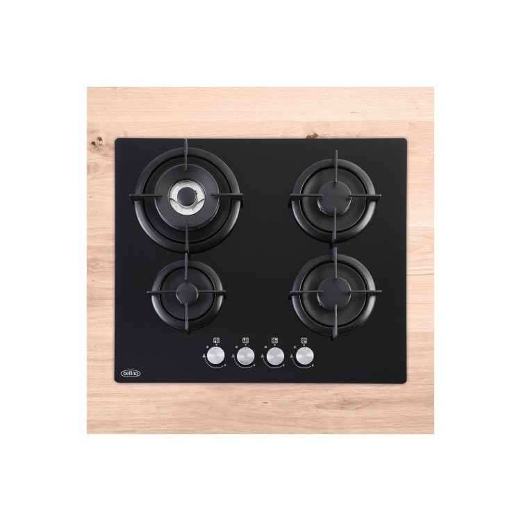 Belling 60cm Gas on Glass 4 Burner Gas Hob - Black