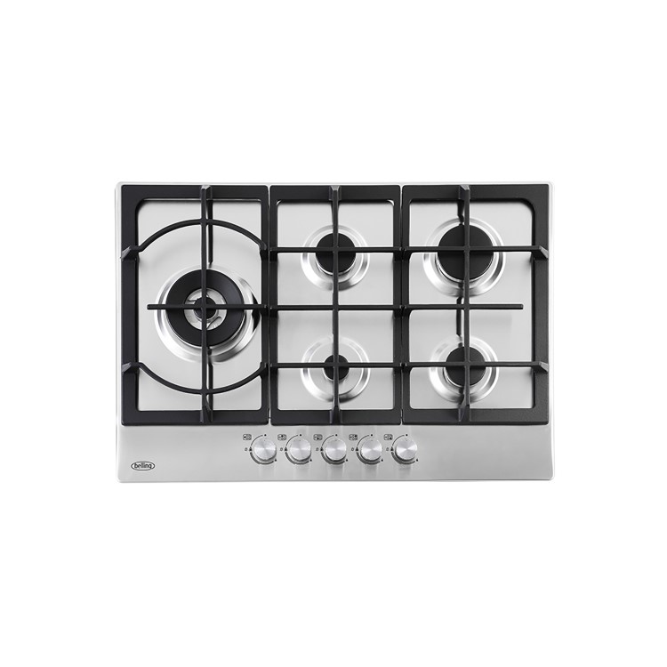 Belling 75cm 5 Burner Gas Hob With Cast Iron Pan Stands - Stainless Steel