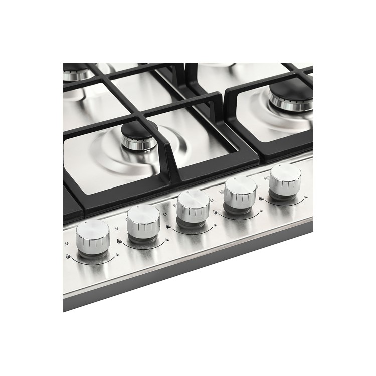 Belling 75cm 5 Burner Gas Hob With Cast Iron Pan Stands - Stainless Steel