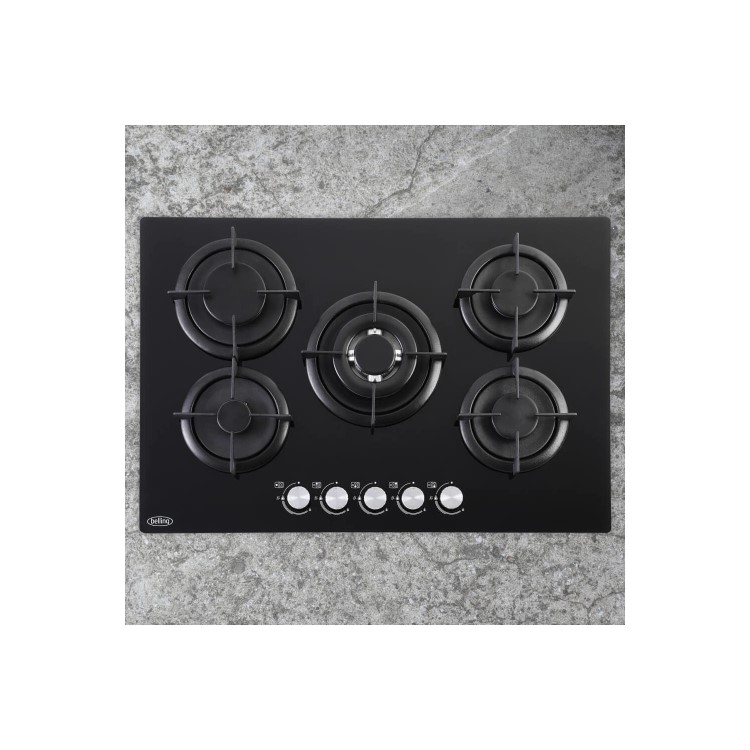 Belling 75cm 5 Burner Gas on Glass Hob - Black