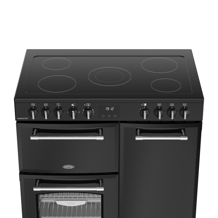 Belling Farmhouse 90cm Electric Ceramic Range Cooker - Black