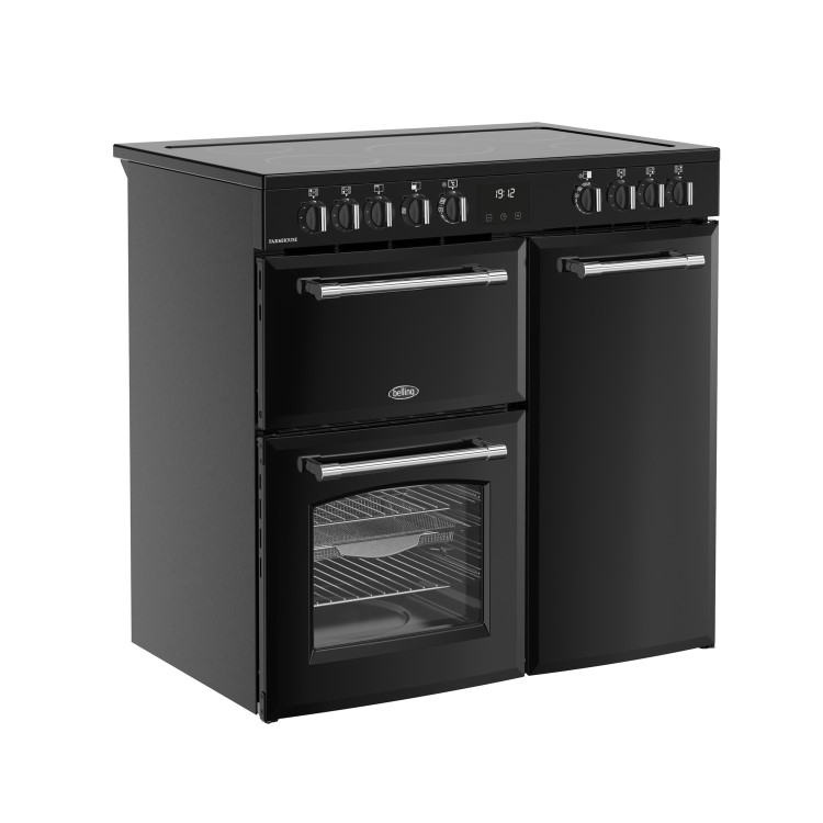 Belling Farmhouse 90cm Electric Ceramic Range Cooker - Black