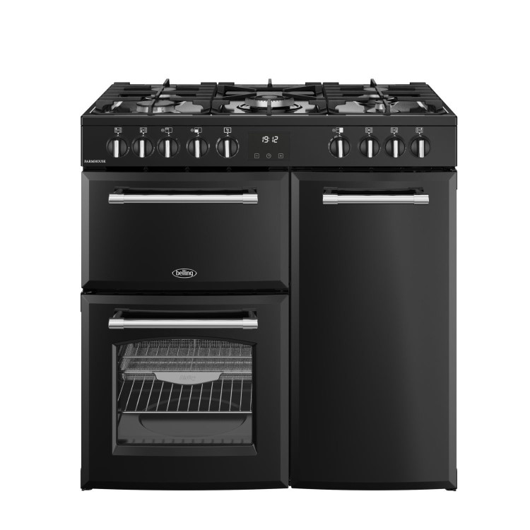 Belling Farmhouse 90cm Dual Fuel Range Cooker - Black