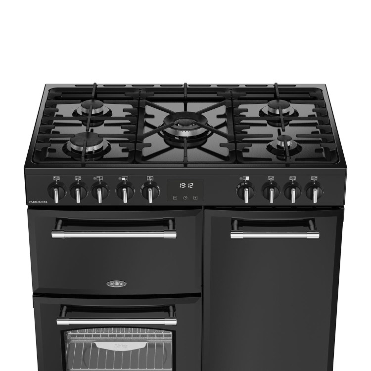 Belling Farmhouse 90cm Dual Fuel Range Cooker - Black