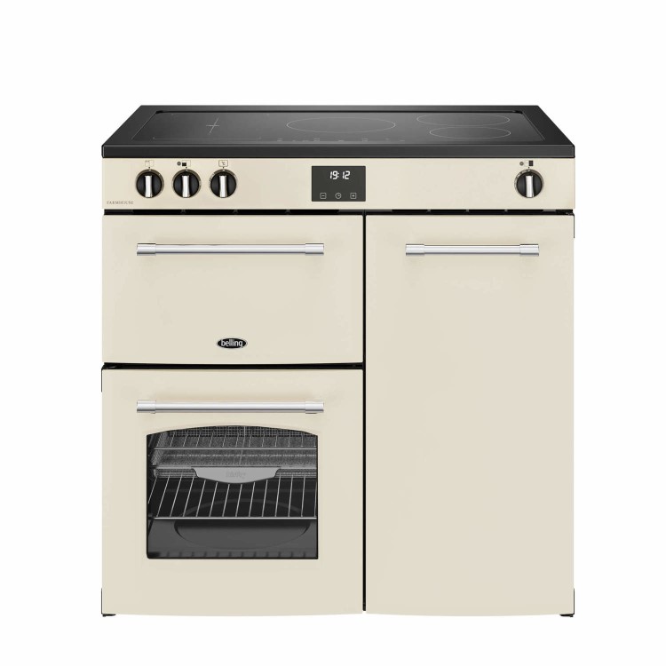 Belling Farmhouse 90cm Electric Induction Range Cooker - Cream