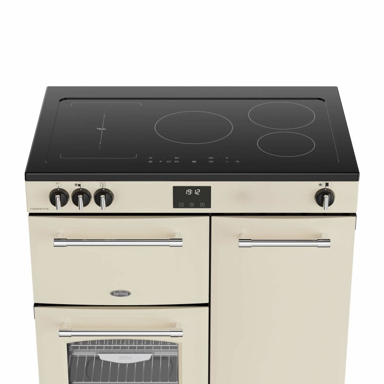 Belling Farmhouse 90cm Electric Induction Range Cooker - Cream