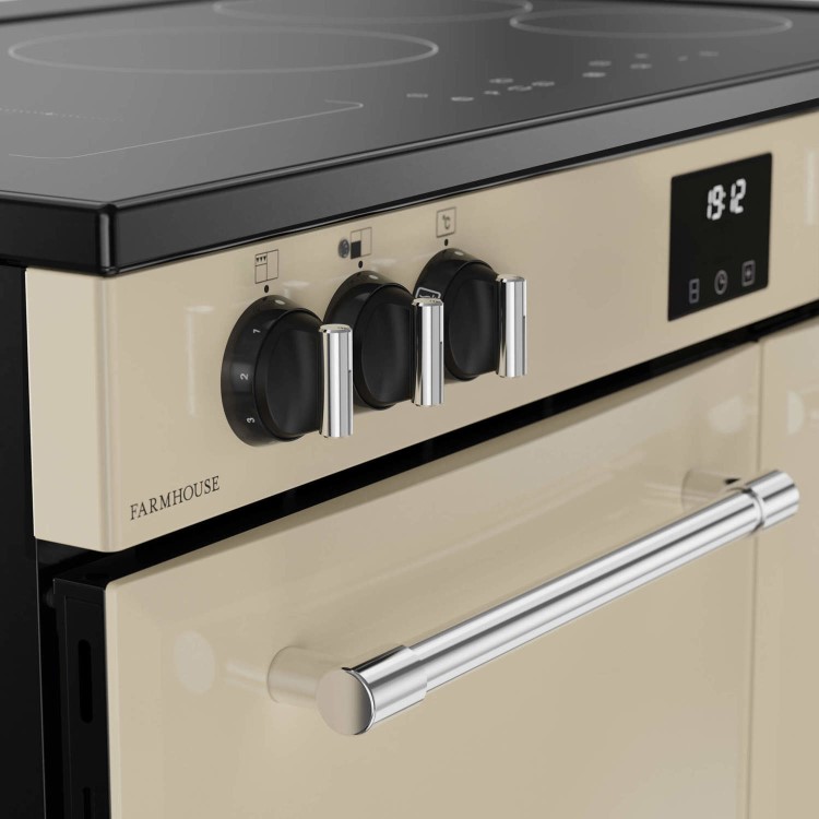 Belling Farmhouse 90cm Electric Induction Range Cooker - Cream