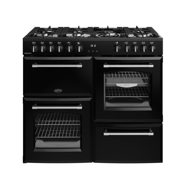 Belling Farmhouse 100cm Dual Fuel Range Cooker - Black