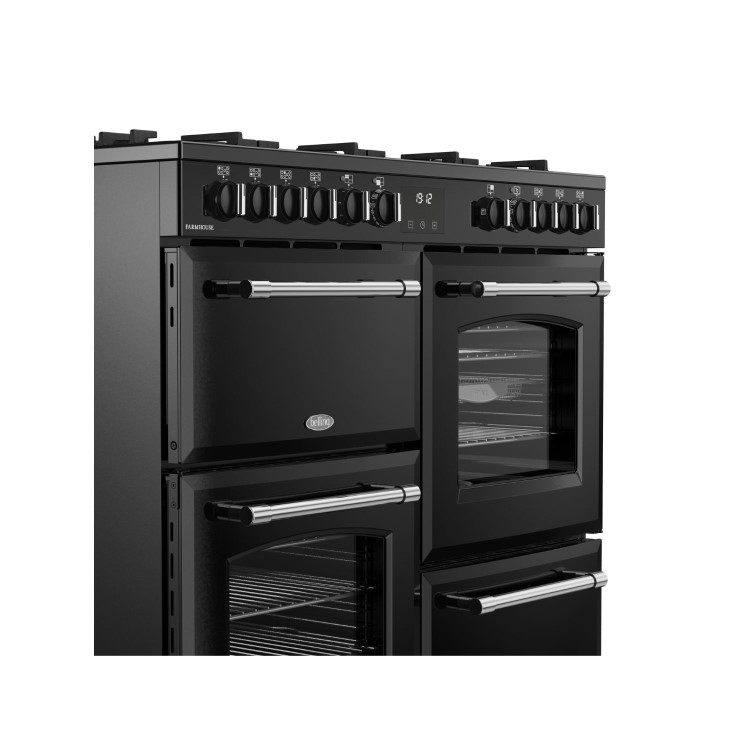 Belling Farmhouse 100cm Dual Fuel Range Cooker - Black