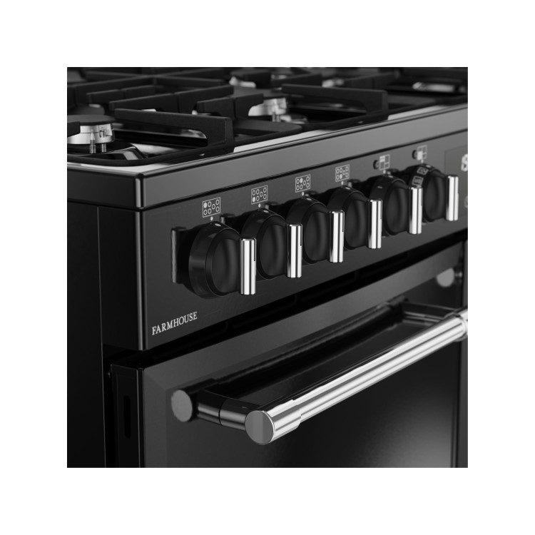 Belling Farmhouse 100cm Dual Fuel Range Cooker - Black