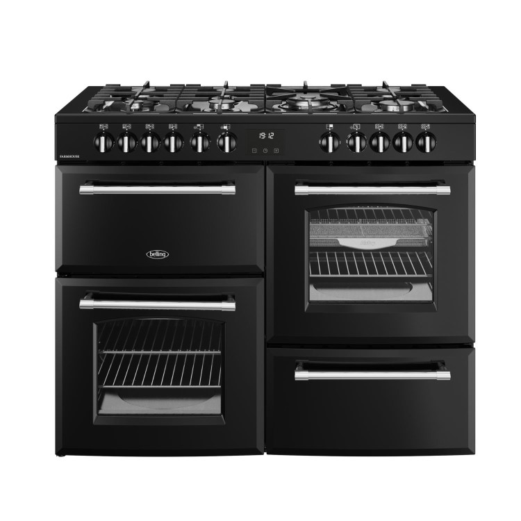 Refurbished Belling Farmhouse 110DF 110cm Dual Fuel Range Cooker Black