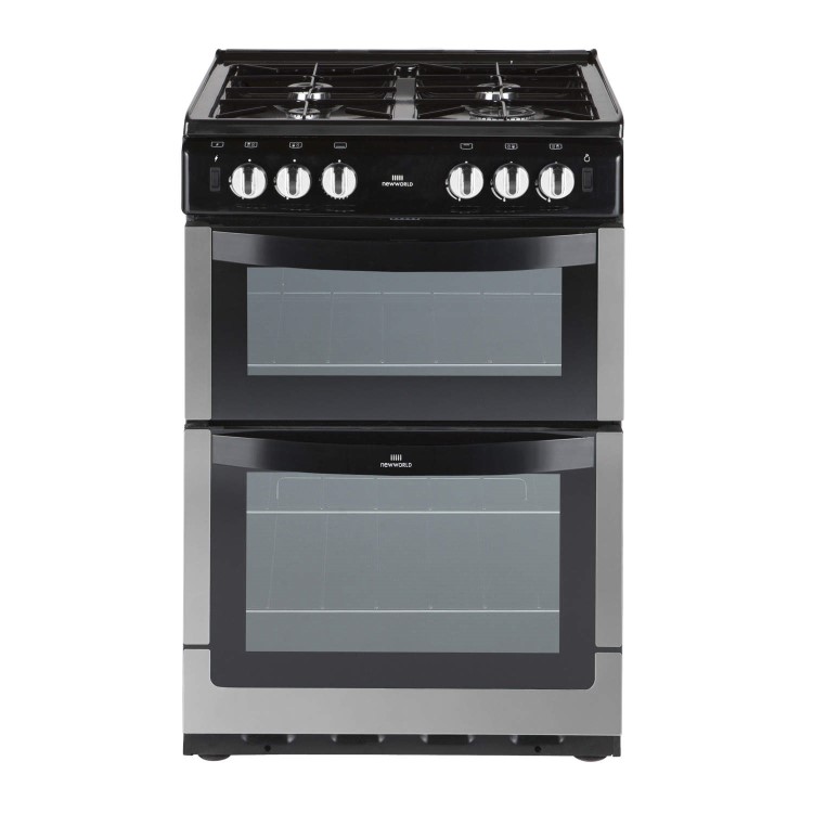 New World NW551GTC 55cm Wide Dual Cavity Gas Cooker In Stainless Steel