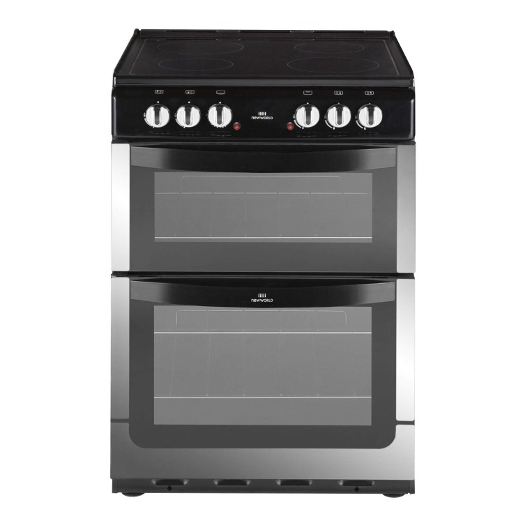 New World NW601EDO 60cm Wide Double Oven Electric Cooker In Stainless Steel