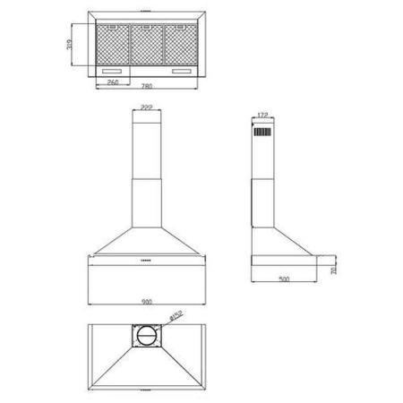 Stoves S900 Richmond 90cm Wide Chimney Cooker Hood Black