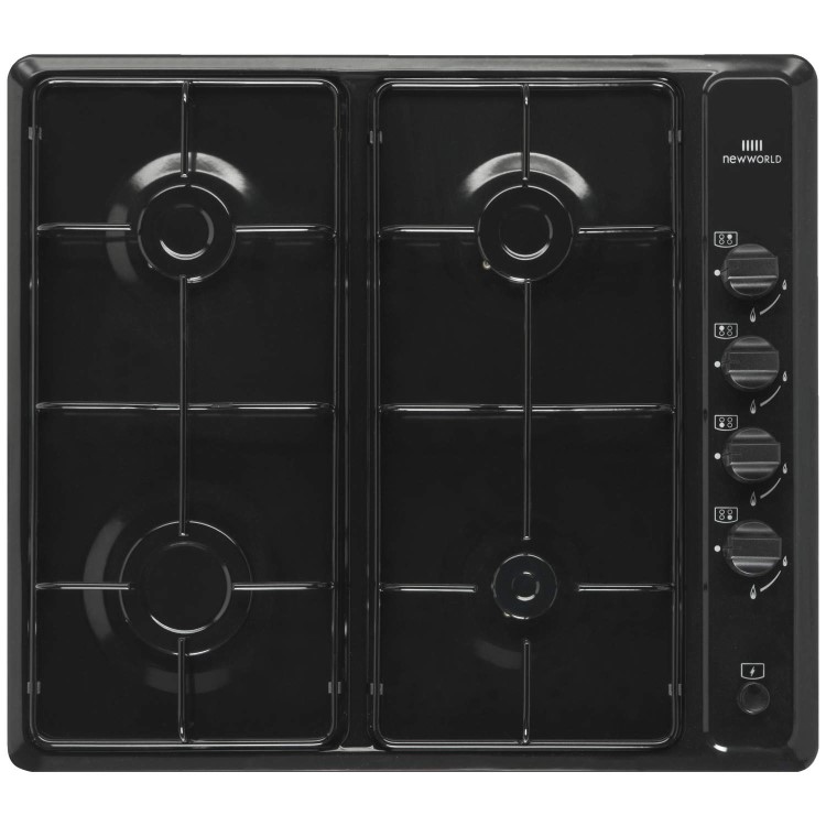 GRADE A3 - New World NWGHU60VE Four Burner Gas Hob Black