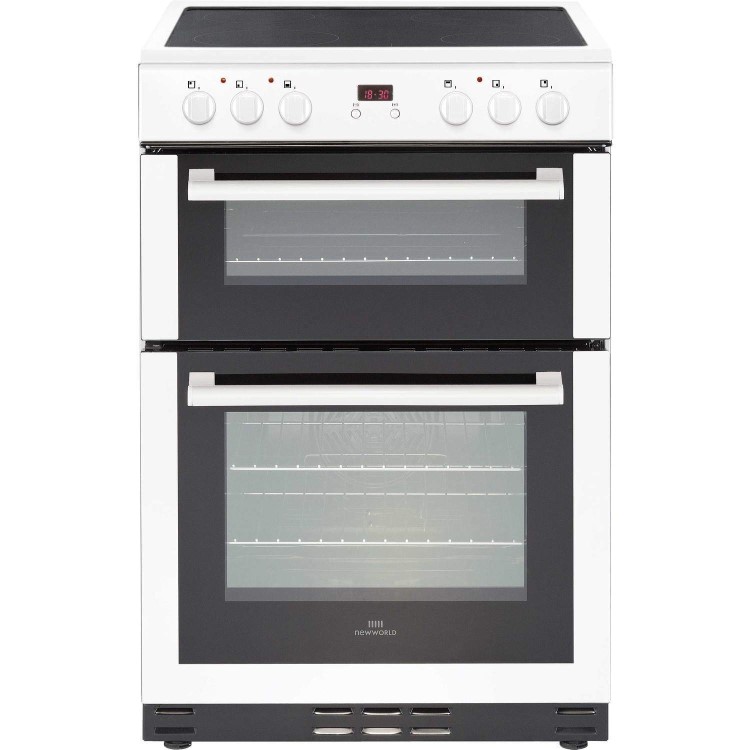 New World 444444027 60cm Electric Double Oven Cooker - White