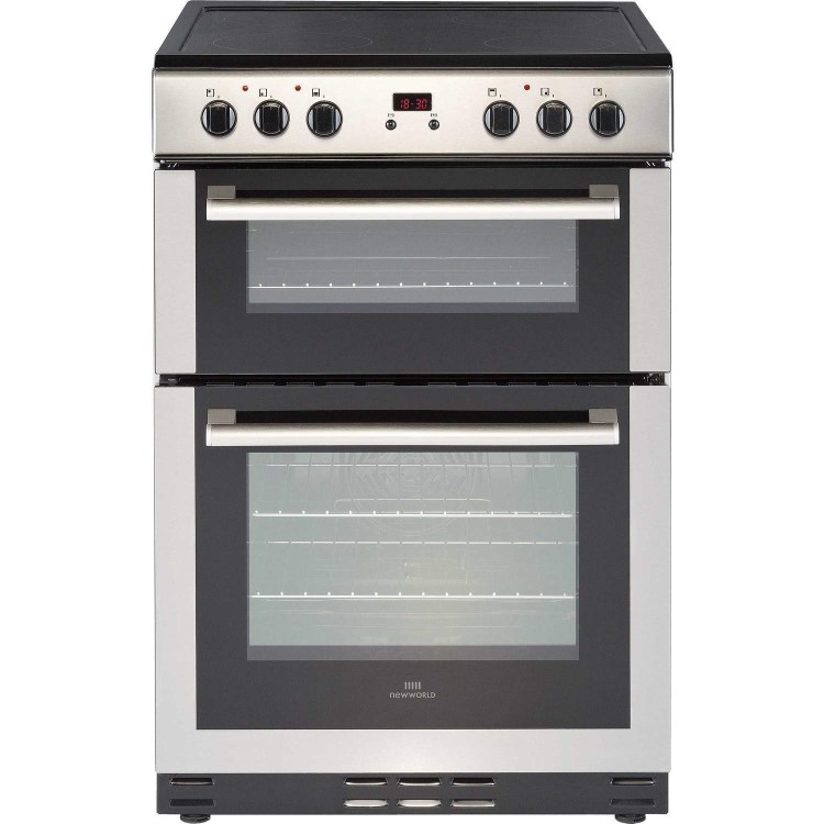 New World 444444029 60cm Electric Double Oven Cooker - Stainless Steel 