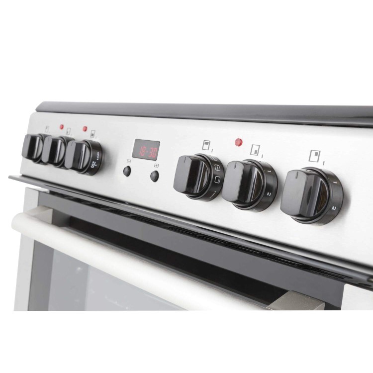 New World 444444029 60cm Electric Double Oven Cooker - Stainless Steel 