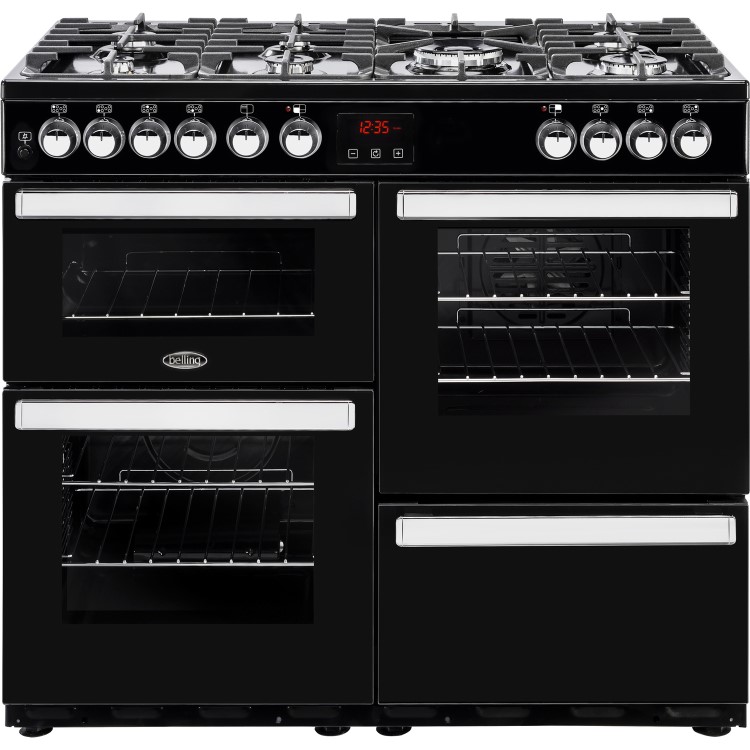 Belling Cookcentre 100DF 100cm Dual Fuel Range Cooker - Black