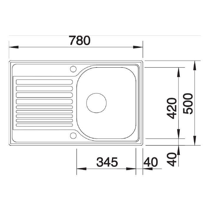 Single Bowl Inset Chrome Stainless Steel Kitchen Sink - Blanco Tipo 45-S Compact