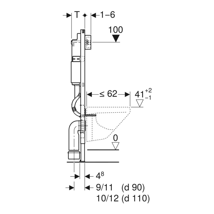 Geberit Delta Concealed Cistern with 1120mm Duofix Frame and Delta20 Flush Plate