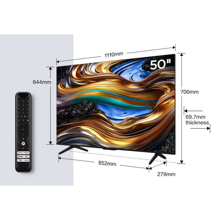 Refurbished TCL P755K 50" 4K Ultra HD with HDR10+ FreeSat LED Smart TV