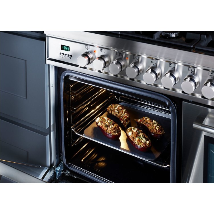 Britannia Q Line 90cm Double Oven Dual Fuel Range Cooker - Stainless Steel