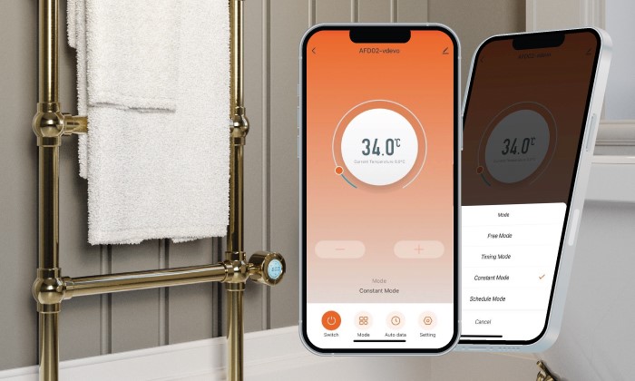 Brass Bathroom Radiator Controlled via app