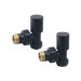 Matt Black Round Angled Radiator Valves - For Pipework Which Comes From The Wall