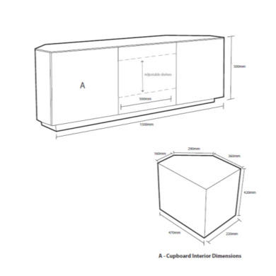 UKCF Milan Gloss White Corner TV Cabinet - Up to 55 Inch - FULLY ASSEMBLED