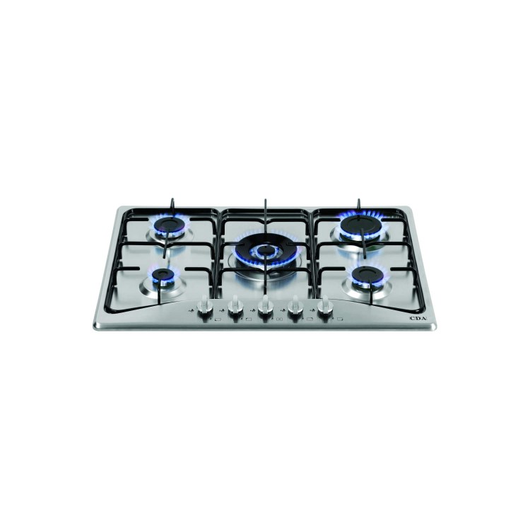 CDA HG7300SS Five Burner Gas Hob With Enamel Pan Stands Stainless Steel